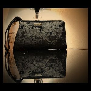 Roxy black velvet clutch